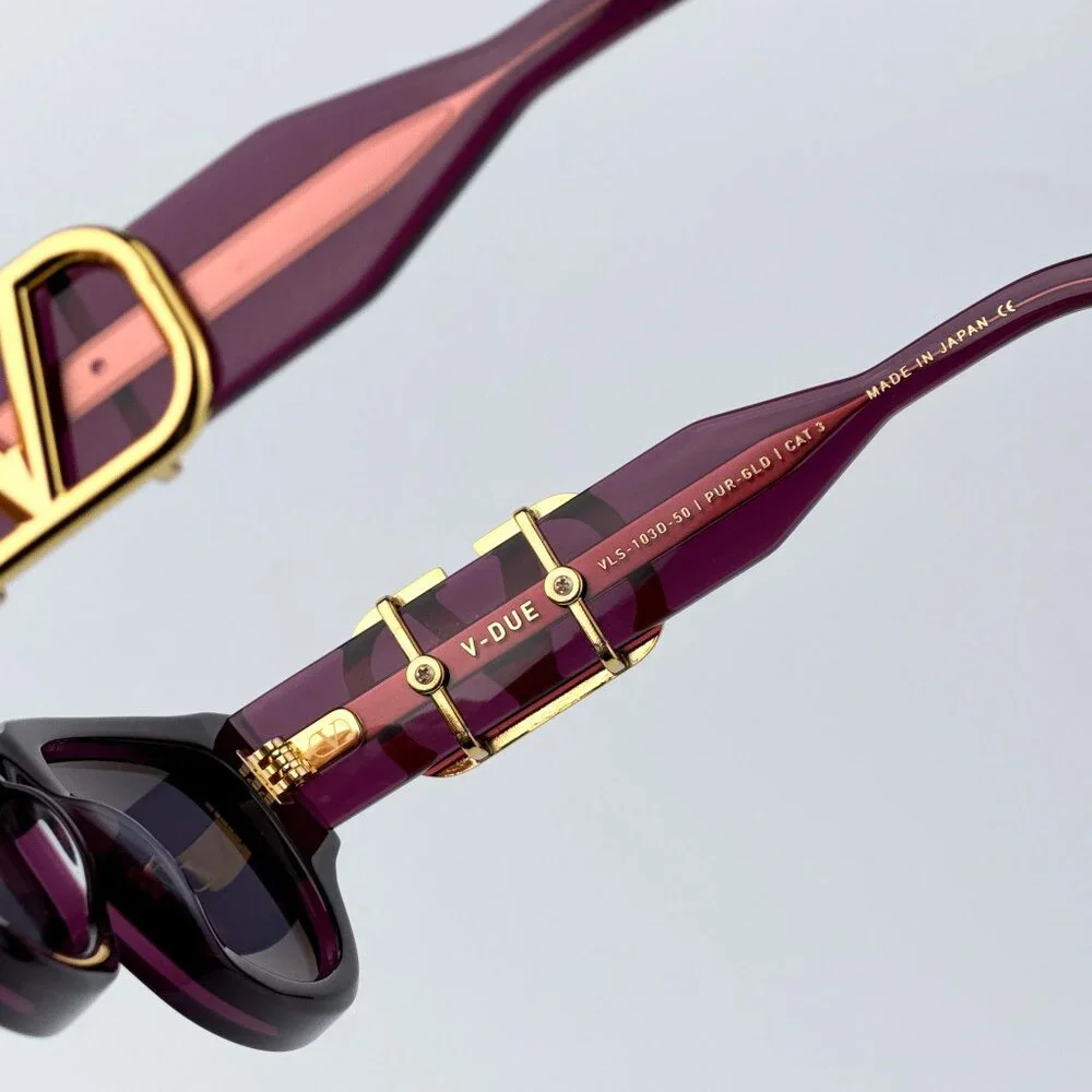 Valentino Men BRAND NEW Sunglasses Crystal Purple Grey Cat Eye V - DUE VLS-103